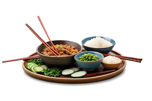 Steaming bowl, Chinese cuisine, food combination, assorted dishes, wooden table, ceramic plates, chopsticks, soy sauce, ginger, scallions, savory aroma, mouthwatering, warm lighting, shallow depth of 