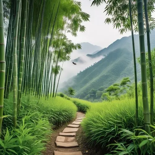 bamboo forest,hiking path,hawaii bamboo,tropical forest,green landscape,green forest,nature wallpaper,tropical greens,bamboo plants,shaoming,rice fields,pathway,wooden path,bamboos,verdant,rice field,tree lined path,forest path,bamboo,the mystical path,Photography,General,Realistic