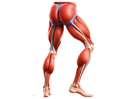 Piriformis muscle, anatomical illustration, 3D rendering, muscular structure, detailed fibers, tendons attached, gluteal region, human body part, medical diagram, realistic shading, high contrast ligh