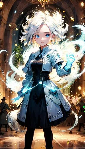 winterblueher,white rose snow queen,show off aurora,monsoon banner,fantasia,caster,summoner,mage,alice,meteora,celestial chrysanthemum,father frost,a200,ice queen,arcanum,aqua,aurora,cg artwork,vexiernelke,blue enchantress,Anime,Anime,Cartoon