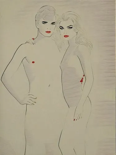 Cover girl the Roy Lichtenstein way.,a woman in a  dress stands beside another woman in a body,picabia,blumenfeld,hirschfeld,wesselmann,blumstein,mctighe,Illustration,American Style,American Style 14