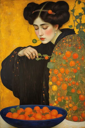 Write a captivating story featuring solanum melongena as the main ingredient of a secret recipe.,woman eating apple,kumquat,kumquats,tangerines,persimmon,aperol,orange slices,persimmons,tangerine frui