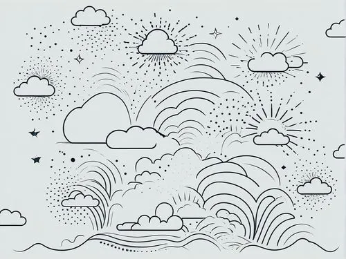 some white ink drawings with clouds and stars,background vector,coloring page,vector pattern,paper clouds,coloring pages,star line art,Illustration,Black and White,Black and White 04