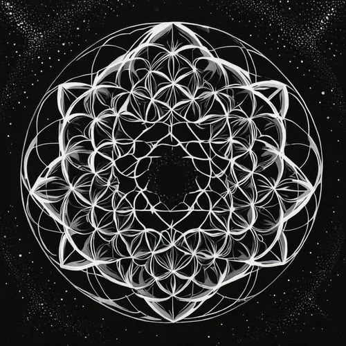 sacred geometry,flower of life,mandala framework,metatron,mandala design,expansion,Illustration,Black and White,Black and White 09