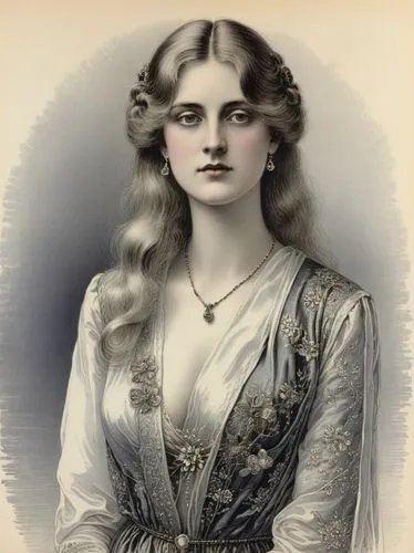 Black and white steel engraving, 1900: MARY (née von Teck), then Princess of Wales,an illustration of a woman with long blonde hair,vintage female portrait,ethel barrymore - female,victorian lady,marc