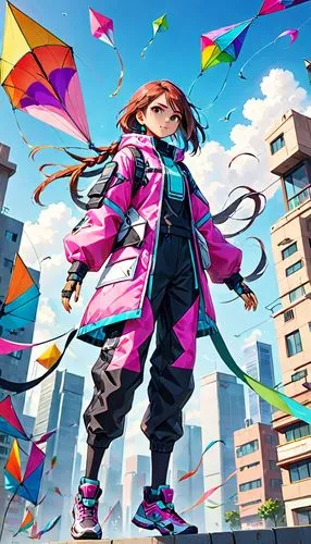 kite flyer,anime japanese clothing,windbreaker,colorful city,kite,kites,monsoon banner,colorful background,birthday banner background,fly a kite,harajuku,naginatajutsu,little girl in wind,vector girl,colorful life,fallen colorful,party banner,outer,fashionable girl,jacket,Anime,Anime,General