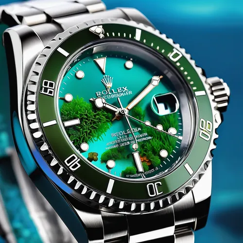 rolex,sea raven,men's watch,aquanaut,mechanical watch,the bezel,emerald sea,male watch,underwater background,wristwatch,diving regulator,ocean background,selva marine,wrist watch,chronometer,open-face watch,timepiece,watchmaker,green turtle,green sail black,Photography,General,Realistic