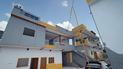 cube stilt houses,cubic house,cube house,3d rendering,crane houses,shipping containers,Photography,General,Realistic