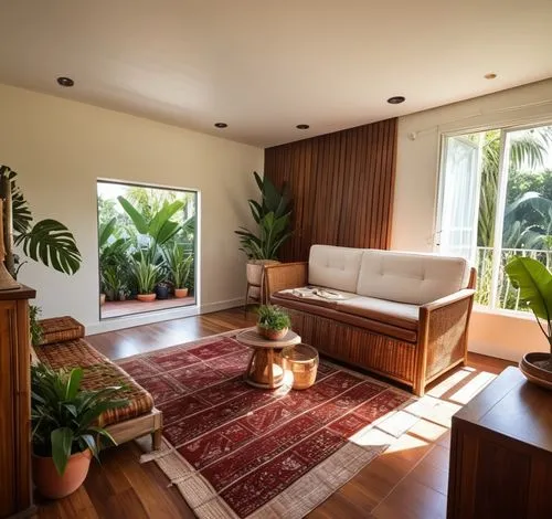 tropical house,cabana,mid century house,home interior,sunroom,japanese-style room,mid century modern,living room,livingroom,sitting room,cabanas,modern room,great room,apartment lounge,guest room,contemporary decor,bamboo curtain,habitaciones,interior decor,bonus room,Photography,General,Realistic