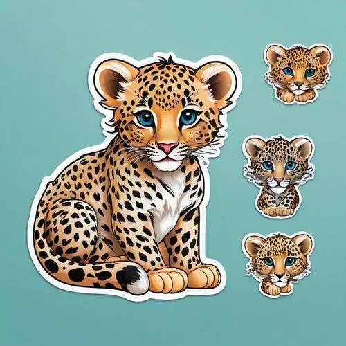 animal stickers,clipart sticker,leopard,african leopard,cheetahs,jaguar,hosana,stickers,leopard head,cheetah,cub,felidae,animal icons,kawaii animal patches,ocelot,panthera leo,bengal,cat vector,endangered,sticker,Unique,Design,Sticker