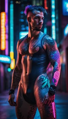 akuma,neon body painting,zarya,cyberpunk,kemoko,zangief,Conceptual Art,Sci-Fi,Sci-Fi 26