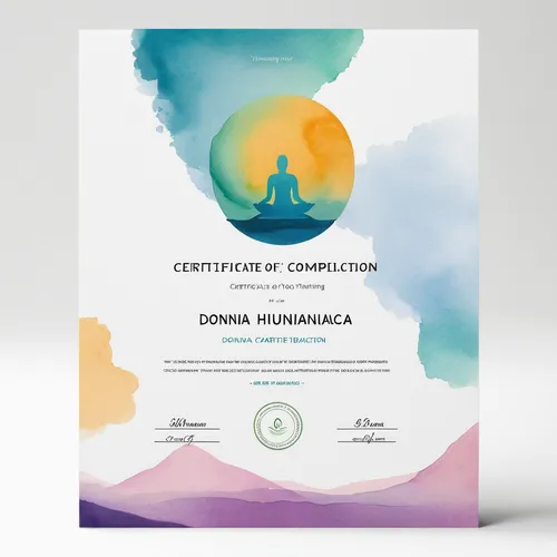 Develop a minimalist certificate of completion for a yoga instructor training,certificates,certification,certificate,vaccination certificate,connectcompetition,mandala framework,online course,qi gong,