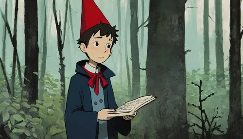 lupin,elf hat,forest man,wizard,matsuno,witch hat,pines,in the forest,the wizard,witch's hat,witch broom,dipper,little red riding hood,pointed hat,the forest,forest,cartoon forest,river pines,gobelin,in the tall grass,Illustration,Paper based,Paper Based 05