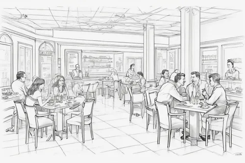 new york restaurant,the coffee shop,food line art,dining room,a restaurant,paris cafe,cafeteria,breakfast room,ice cream parlor,dining,fine dining restaurant,coloring page,tearoom,coffee tea illustration,restaurants,sugar factory,diner,bistro,bistrot,watercolor cafe,Unique,Design,Blueprint