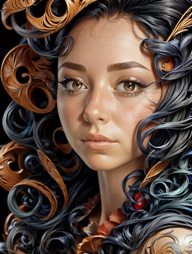 fantasy portrait,mystical portrait of a girl,fantasy art,medusa,world digital painting,zodiac sign libra,horoscope libra,sci fiction illustration,the zodiac sign pisces,girl portrait,the sea maid,portrait background,moana,fractals art,the enchantress,rosa ' amber cover,illustrator,tiger lily,curlicue,sea fantasy