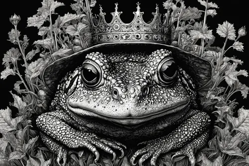 The Toad King by TimOo...,frog king,frog prince,true toad,frog background,heraldic animal,bullfrog,king crown,frog through,cane toad,king caudata,monarchy,boreal toad,toad,bull frog,american toad,rept