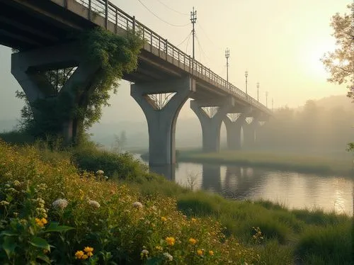 scenic bridge,morning mist,riverside,railroad bridge,bridge,highway bridge,morning fog,novotroitsk,colorado riverway bridge,ukraine,polders,rostov,under the bridge,novolipetsk,viola bridge,spring morning,wooden bridge,riverbank,dnieper,misty,Photography,General,Realistic