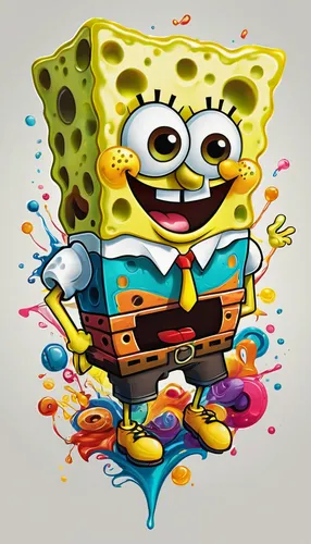 Design a cheerful SpongeBob logo with vibrant colors and playful shapes.,sponge bob,sponge,house of sponge bob,sponges,chair png,abstract cartoon art,spevavý,patrick,colored crayon,adobe illustrator,c