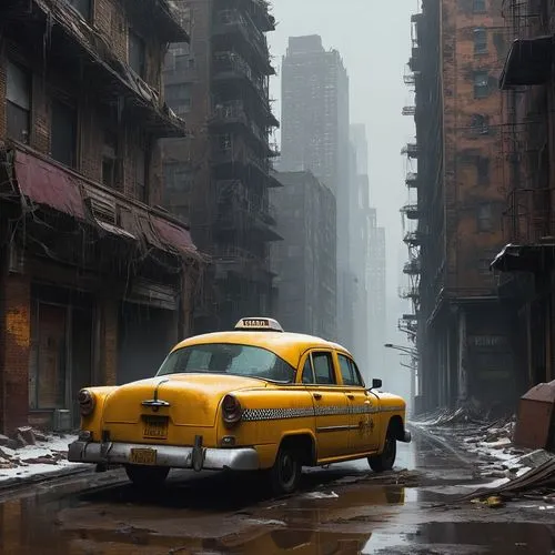 yellow taxi,chongqing,new york taxi,taxi cab,yellow car,shangai,Illustration,Realistic Fantasy,Realistic Fantasy 25