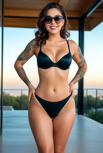 the woman in the bikini has a lot of tattoos,jasmine sky,benzino,sgh,lani,carmelita,gia