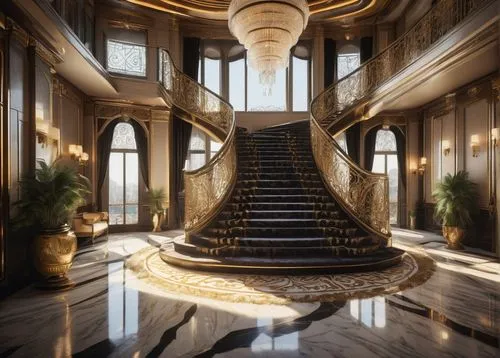 art deco,opulence,palatial,opulently,opulent,palladianism,luxury hotel,staircase,venetian hotel,winding staircase,grandeur,marble palace,neoclassical,westerdam,staterooms,luxury decay,intercontinental,luxury home interior,neoclassic,crown palace,Illustration,Paper based,Paper Based 27