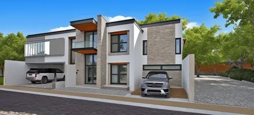 modern house,3d rendering,residential house,duplexes,residencial,townhomes,Photography,General,Realistic