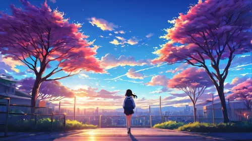 sakura background,japanese sakura background,summer sky,daybreak,sky,dream world,evening atmosphere,landscape background,chidori is the cherry blossoms,clouds - sky,the sky,beauty scene,芦ﾉ湖,atmosphere,skyscape,sky rose,evening sky,violet evergarden,blooming field,dusk background,Illustration,American Style,American Style 03