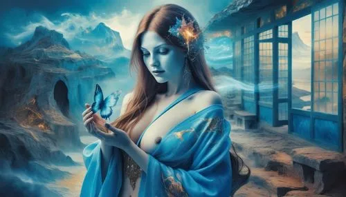 blue enchantress,priestess,amphitrite,fantasy picture,fantasy art,undine,kuanyin,estess,dakini,thingol,fantasy portrait,zodiac sign libra,amihan,sorceress,fantasy woman,elenore,aquarius,yuanji,delenn,sorceror,Illustration,Realistic Fantasy,Realistic Fantasy 02