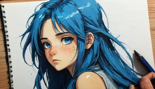 aqua,watercolor blue,blue painting,blue hair,color pencil,copic,azure,blu,blue heart,color pencils,coloured pencils,colored pencils,pencil color,blue color,2d,girl drawing,ocean blue,blue background,color blue,bluebottle,Conceptual Art,Graffiti Art,Graffiti Art 04