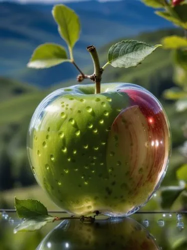  transparent apple on a tree of lie locked up in the mountains conducting magnetic field ,green apples,green apple,water apple,wild apple,apple orchard,apple harvest,apple trees,worm apple,apple tree,