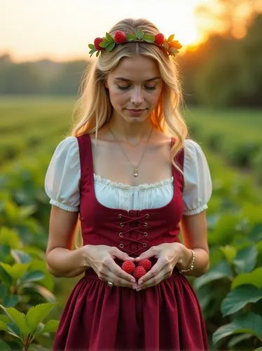 dirndl,girl in overalls,bavarian swabia,fraulein,farm girl,country dress,Illustration,Realistic Fantasy,Realistic Fantasy 07