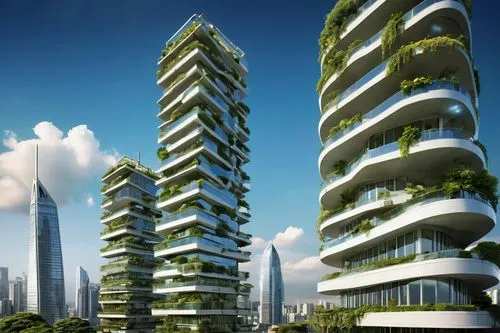 futuristic architecture,ecotopia,planta,greentech,arcology,ecotech,terraformed,futuristic landscape,urban towers,seasteading,ecovillages,ecological sustainable development,smart city,cleantech,europan,greeniaus,terraforming,netzero,residential tower,interlace,Illustration,Realistic Fantasy,Realistic Fantasy 10