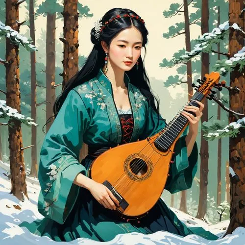 guqin,balalaika,bouzouki,takamine,theorbo,bouzoubaa,Conceptual Art,Oil color,Oil Color 07