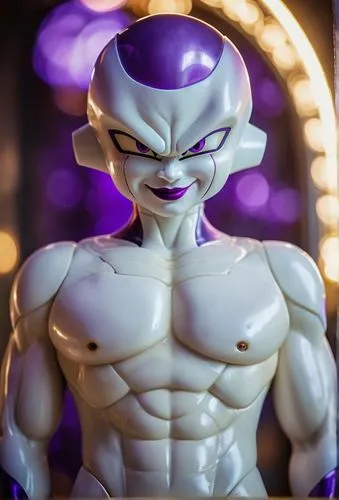 弗利萨，白色皮肤，邪魅一笑，紫色嘴唇，亚洲面孔，写实,vegeta,3d figure,muscle man,nikuman,god,cgi,aquafaba,3d man,3d model,game figure,yo-kai,smurf figure,uv,the face of god,thanos,actionfigure,takikomi gohan,mohnfigur,half she