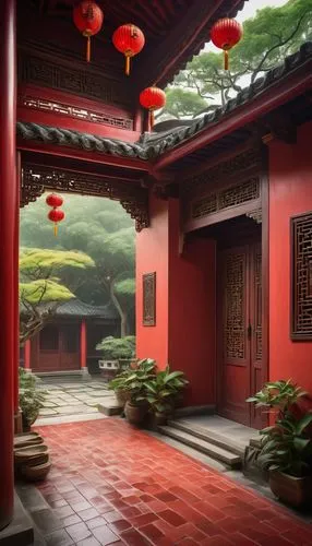 dojo,asian architecture,fengshui,sanshui,wudang,wuyuan,feng shui,pengshui,buddhist temple,tianxia,red lantern,hall of supreme harmony,hengdian,teahouse,qingcheng,xishui,courtyard,jinchuan,japanese-style room,chuseok,Illustration,Realistic Fantasy,Realistic Fantasy 08