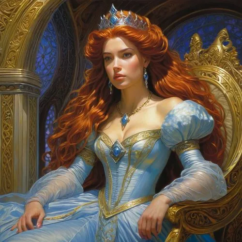 disnep princess,cinderella,merida,fantasy portrait,celtic queen,elsa,fantasy woman,tiara,venetia,caerula,almudena,rapunzel,fantasia,eufiliya,fantasy picture,fairy tale character,golden crown,regal,blu