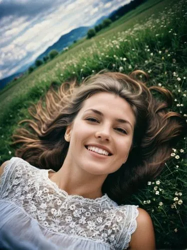 girl lying on the grass,beautiful girl with flowers,hande,shailene,beren,genevieve,Photography,Documentary Photography,Documentary Photography 02