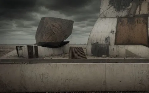 concrete blocks,industrial landscape,conceptual photography,photomanipulation,concrete plant,urban landscape,dungeness,photo manipulation,post-apocalyptic landscape,abandonded,disused,concrete ship,lu