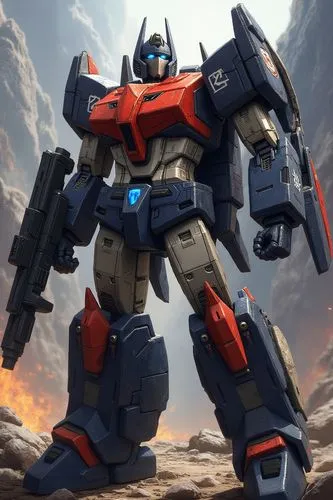 Starscream from generation one  ,an action figure in a futuristic style,lagann,ironhide,thundercracker,cliffjumper,optimus,galvatron