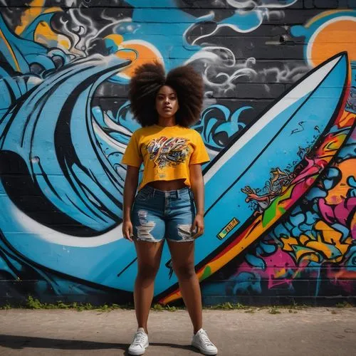 yellow brick wall,yellow wall,wynwood,yellow background,girl in t-shirt,jeans background,yellow and blue,graffiti,caribana,yellow butterfly,afroamerican,afro american girls,midriff,afros,oshun,muralist,yellow and black,afrocentric,syd,nneka,Photography,General,Fantasy