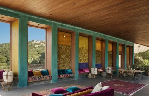 cozy space,amanresorts,mahdavi,adjaye,lefay,taliesin,mid century modern,tokara,house in the mountains,termales balneario santa rosa,verandah,corten steel,wooden beams,casa fuster hotel,arcosanti,cotta