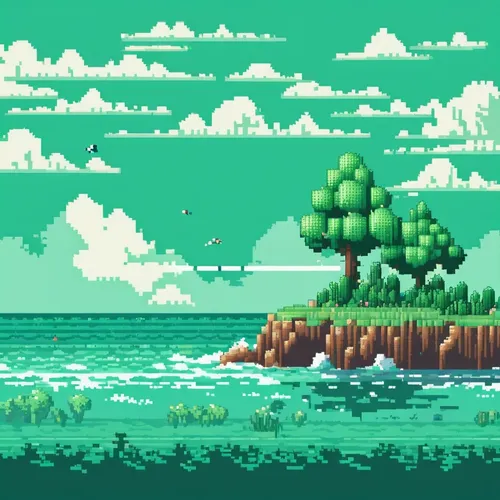 mushroom island,an island far away landscape,island,mushroom landscape,lagoon,bird island,emerald sea,ocean,island suspended,green island,flying island,islands,ocean background,pixel art,the island,floating island,sea landscape,isle,bird kingdom,floating islands,Unique,Pixel,Pixel 01