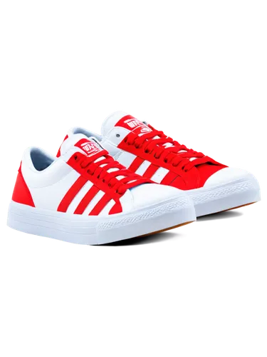 Nike swoosh logo, Adidas three stripes emblem, Converse star logo, Vans off the wall graffiti, red and white color scheme, metallic material, 3D embossing, close-up shot, dramatic lighting, high contr