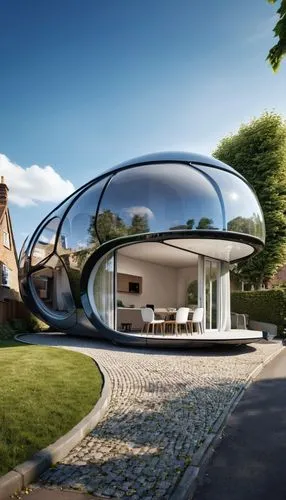 futuristic architecture,etfe,earthship,cubic house,roof domes,smart house,Photography,General,Realistic