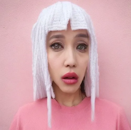 poppy seed,asian woman,harajuku,white pink,white-pink,doll's facial features,sex doll,barbie,hijaber,unicorn face,eurasian,japanese kawaii,violet head elf,soundcloud icon,pink hair,turban,bia hơi,albi