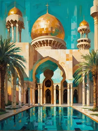 king abdullah i mosque,orientalist,mosques,the hassan ii mosque,abu dhabi mosque,grand mosque,hassan 2 mosque,islamic architectural,riad,andalus,orientalism,big mosque,mamounia,dhabi,sultan qaboos grand mosque,damascene,abu dhabi,world digital painting,medinah,kashan,Conceptual Art,Oil color,Oil Color 20