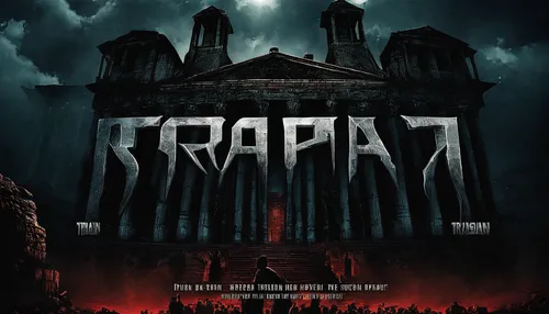 Create a movie poster with a mysterious atmosphere using Trajan Pro font.,necropolis,mortuary temple,dracula,trapfiets,cd cover,cover,carpathian,halloween poster,trioplan,film poster,fractale,tripad,m