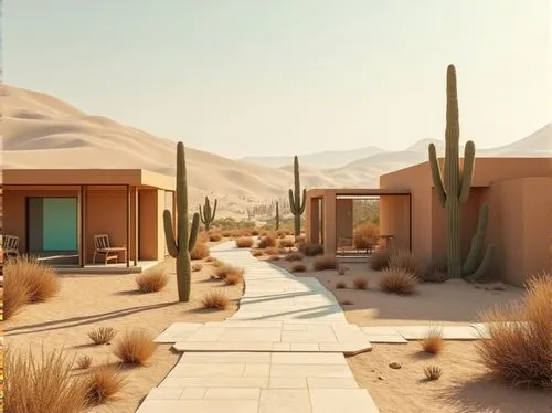 desert landscape,desert desert landscape,desert plants,desert plant,desert,the desert,desert background,desertlike,3d rendering,landscapre desert safari,flowerful desert,cacti,semidesert,xeriscaping,render,amanresorts,dunes house,sketchup,cactuses,arid landscape,Photography,General,Realistic