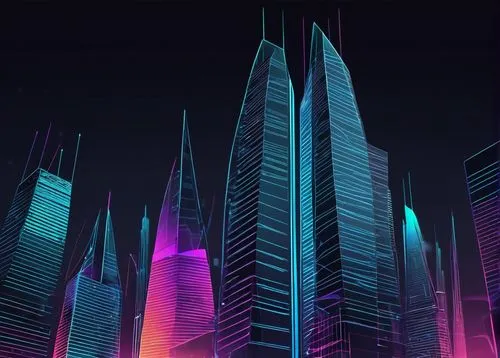 cybercity,futuristic landscape,cityscape,colorful city,monoliths,futuristic architecture,guangzhou,futuristic,skyscrapers,fantasy city,neon arrows,metropolis,city skyline,ctbuh,samsung wallpaper,synth,cyberpunk,urban towers,cybertown,mainframes,Illustration,Black and White,Black and White 04