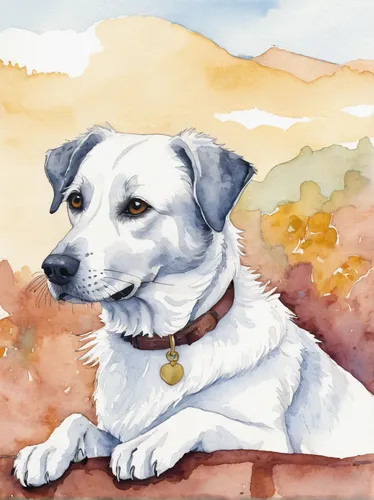 Write a heartwarming story about a loyal dog and its owner.,watercolor dog,australian cattle dog,pet portrait,dog illustration,parson russell terrier,korean jindo dog,jack russel,russell terrier,dog d